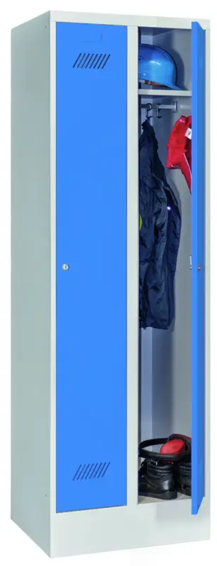 Pavoy Spind mit Sockel 1850 x 600 x 500 mm - 2 Abteile mit Zylinderschloss - RAL 7035 5012 Abverkauf