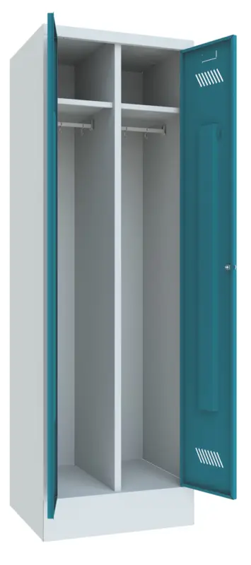 Nur Heute Pavoy Spind mit Sockel 1850 x 600 x 500 mm - 1 Doppel-Abteil mit Drehriegel - RAL 7035 5012