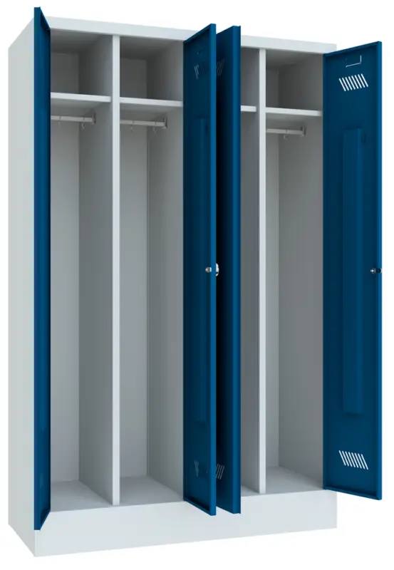 Wochenendangebot Pavoy Spind mit Sockel 1850 x 1170 x 500 mm - 2 Doppel-Abteile mit Drehriegel - RAL 7035 5010