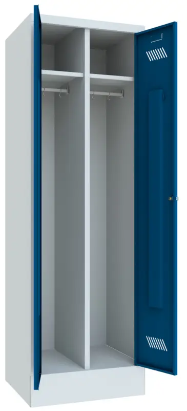 Pavoy Spind mit Sockel 1850 x 600 x 500 mm - 1 Doppel-Abteil mit Zylinderschloss - RAL 7035 5010 Top-Seller