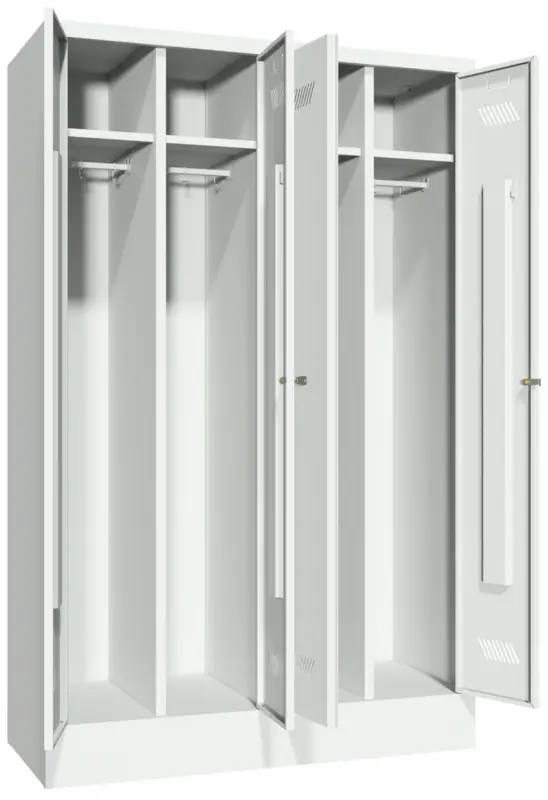Highlight Pavoy Spind mit Sockel 1850 x 1170 x 500 mm - 2 Doppel-Abteile mit Zylinderschloss - RAL 7035