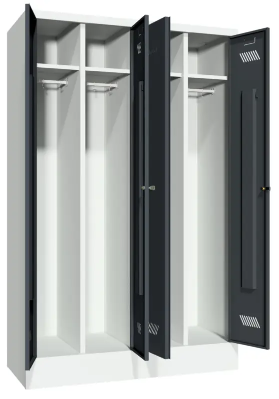 Neue Ware Pavoy Spind mit Sockel 1850 x 1170 x 500 mm - 2 Doppel-Abteile mit Zylinderschloss - RAL 7035 7016