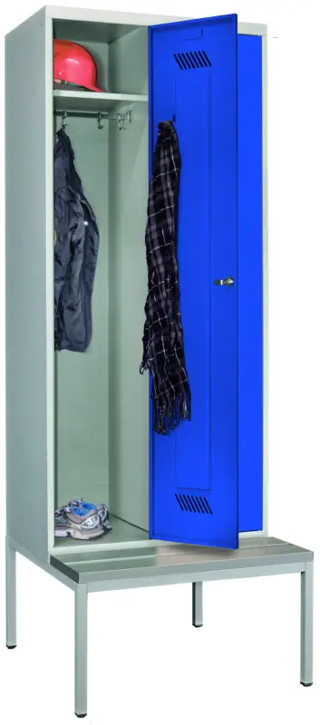 Pavoy Spind mit Sitzbank PVC hellgrau 2150 x 800 x 500 mm - 2 Abteile mit Drehriegel - RAL 7035 5010 Beliebt