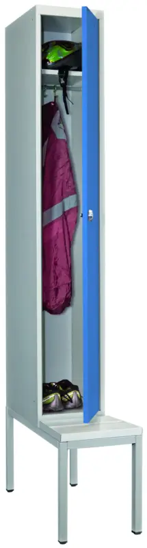 Knallerangebot Pavoy Spind mit Sitzbank PVC weiß 2150 x 300 x 500 mm - 1 Abteil mit Zylinderschloss - RAL 7035 5012