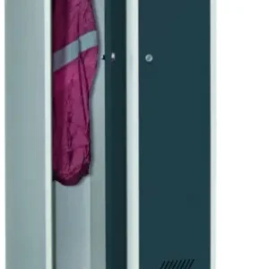 Bestpreis Pavoy Spind mit Sitzbank PVC hellgrau 2150 x 600 x 500 mm - 2 Abteile mit Zylinderschloss - RAL 7035 7016