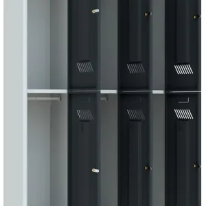 Saisonangebot Pavoy Schließfach Spind mit Füßen 1850 x 900 x 500 mm - 6 Abteile mit Zylinderschloss - RAL 7035 7016