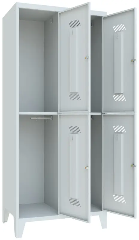 Heißes Angebot Pavoy Schließfach Spind mit Füßen 1850 x 800 x 500 mm - 4 Abteile mit Zylinderschloss - RAL 7035