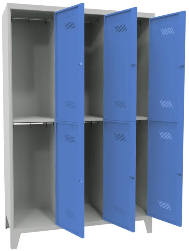 Sonderangebot Pavoy Schließfach Spind mit Füßen 1850 x 1200 x 500 mm - 6 Abteile mit Zylinderschloss - RAL 7035 5012