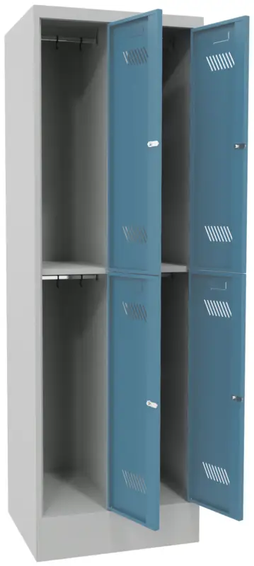 Knallerangebot Pavoy Schließfach Spind mit Sockel 1850 x 600 x 500 mm - 4 Abteile mit Drehriegel - RAL 7035 5012
