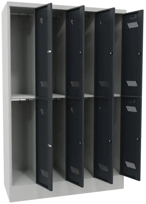 Pavoy Schließfach Spind mit Sockel 1850 x 1200 x 500 mm - 8 Abteile mit Drehriegel - RAL 7035 7016 Neu Im Sortiment
