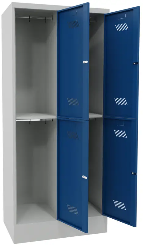 Pavoy Schließfach Spind mit Sockel 1850 x 800 x 500 mm - 4 Abteile mit Drehriegel - RAL 7035 5010 Beliebt