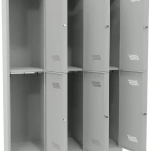 Preisknaller Pavoy Schließfach Spind mit Sockel 1850 x 1200 x 500 mm - 6 Abteile mit Drehriegel - RAL 7035
