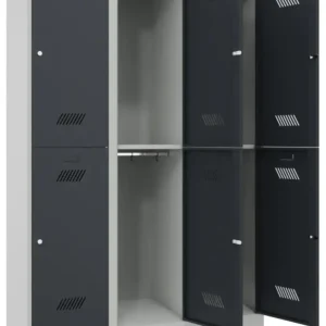 Günstig Pavoy Schließfach Spind mit Sockel 1850 x 1200 x 500 mm - 6 Abteile mit Drehriegel - RAL 7035 7016