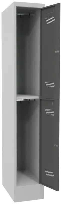 Meistverkauft Pavoy Schließfach Spind mit Sockel 1850 x 300 x 500 mm - 2 Abteile mit Zylinderschloss - RAL 7035 7016