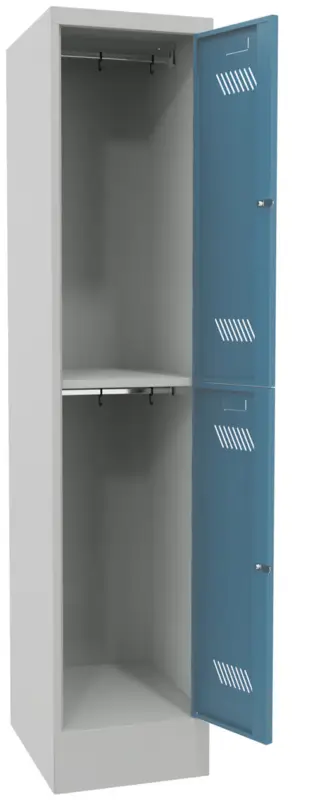 Pavoy Schließfach Spind mit Sockel 1850 x 400 x 500 mm - 2 Abteile mit Zylinderschloss - RAL 7035 5012 Rabatt