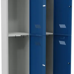 Ausverkauf Pavoy Schließfach Spind mit Sockel 1850 x 800 x 500 mm - 4 Abteile mit Zylinderschloss - RAL 7035 5010