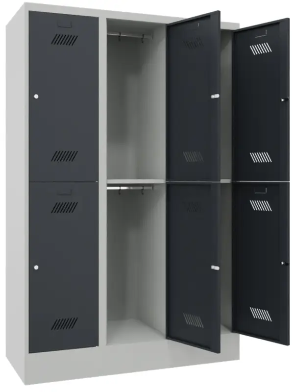 Online Kaufen Pavoy Schließfach Spind mit Sockel 1850 x 1200 x 500 mm - 6 Abteile mit Zylinderschloss - RAL 7035 7016