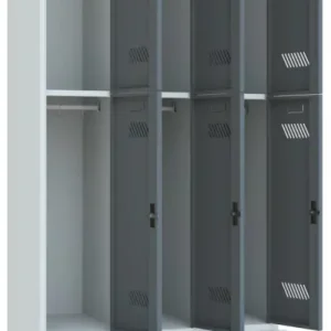 Kracherpreis Pavoy Schließfach Spind mit Sitzbank PVC weiß 2150 x 900 x 500 mm - 6 Abteile mit Drehriegel - RAL 7035 7016