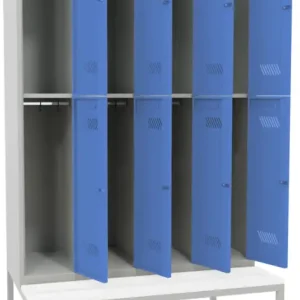 Schnäppchen Pavoy Schließfach Spind mit Sitzbank PVC weiß 2150 x 1200 x 500 mm - 8 Abteile mit Drehriegel - RAL 7035 5012