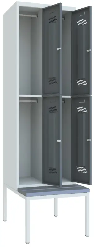 Neu Im Sortiment Pavoy Schließfach Spind mit Sitzbank PVC hellgrau 2150 x 600 x 500 mm - 4 Abteile mit Drehriegel - RAL 7035 7016