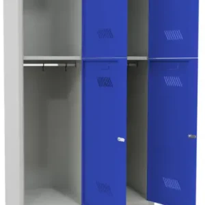Garantierte Lieferung Pavoy Schließfach Spind mit Sitzbank PVC hellgrau 2150 x 800 x 500 mm - 4 Abteile mit Drehriegel - RAL 7035 5010