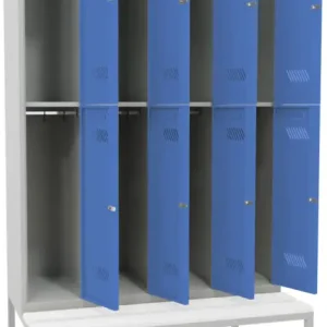 Angebot Pavoy Schließfach Spind mit Sitzbank PVC weiß 2150 x 1200 x 500 mm - 8 Abteile mit Zylinderschloss - RAL 7035 5012