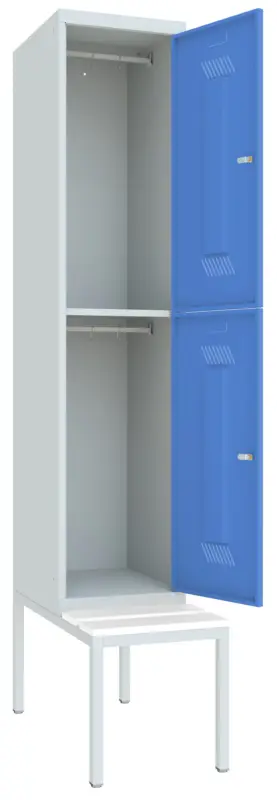 Bestseller Pavoy Schließfach Spind mit Sitzbank PVC weiß 2150 x 400 x 500 mm - 2 Abteile mit Zylinderschloss - RAL 7035 5012