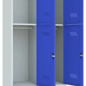 Sale Pavoy Schließfach Spind mit Sitzbank PVC weiß 2150 x 800 x 500 mm - 4 Abteile mit Zylinderschloss - RAL 7035 5010