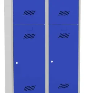 Rabatt Pavoy Schließfach Spind mit Sitzbank Holz Buche 2150 x 800 x 500 mm - 4 Abteile mit Zylinderschloss - RAL 7035 5010