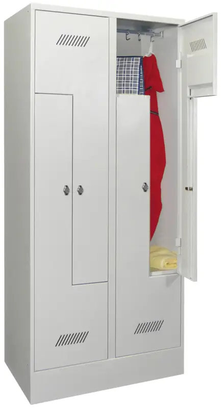 Heißes Angebot Pavoy Z-Spind mit Sockel 1850 x 800 x 500 mm - 4 Abteile mit Drehriegel - RAL 7035