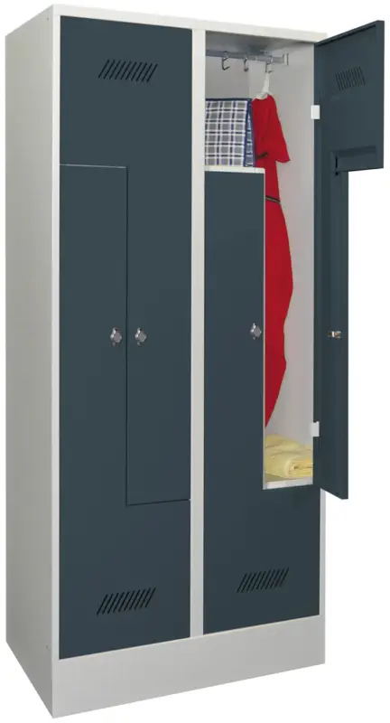 Pavoy Z-Spind mit Sockel 1850 x 800 x 500 mm - 4 Abteile mit Drehriegel - RAL 7035 7016 Solange Der Vorrat Reicht