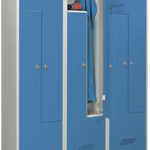 Abverkauf Pavoy Z-Spind mit Sockel 1850 x 1200 x 500 mm - 6 Abteile mit Drehriegel - RAL 7035 5012