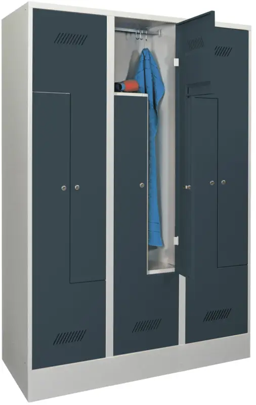 Kracherpreis Pavoy Z-Spind mit Sockel 1850 x 1200 x 500 mm - 6 Abteile mit Zylinderschloss - RAL 7035 7016