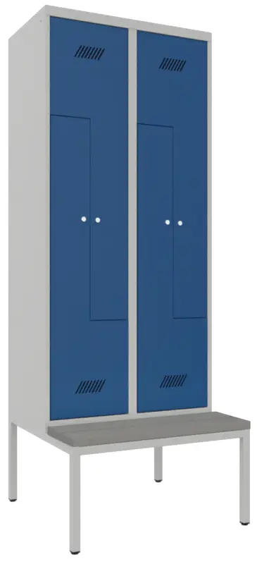 Pavoy Z-Spind mit Sitzbank PVC hellgrau 2150 x 800 x 500 mm - 4 Abteile mit Zylinderschloss - RAL 7035 5010 Heißes Angebot
