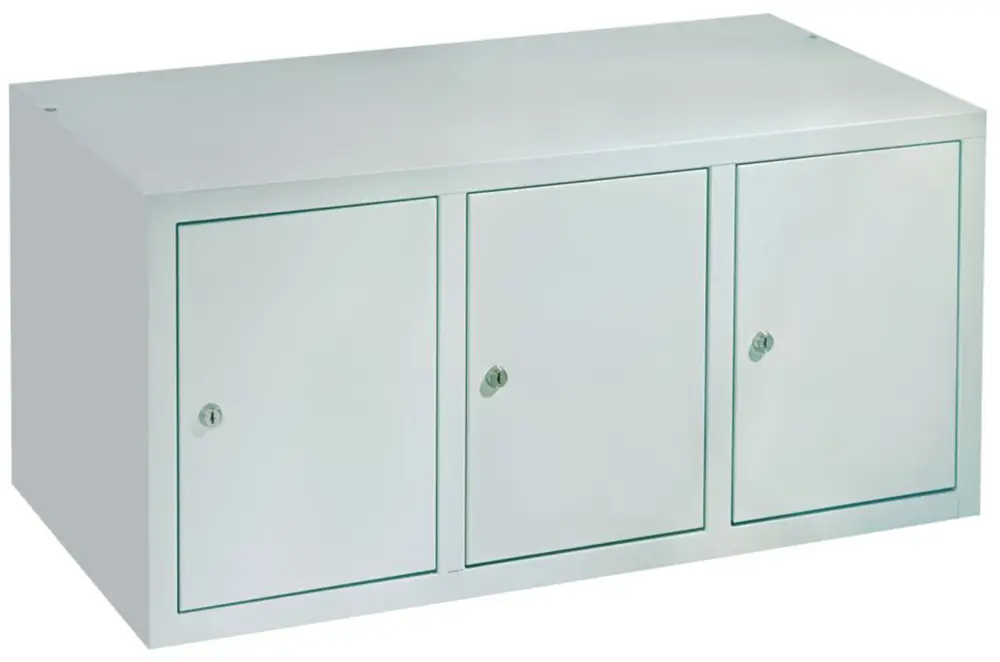 Pavoy Spind Aufsatz 395 x 900 x 500 mm - 3 Abteile mit Zylinderschloss - RAL 7035 Neu Im Sortiment