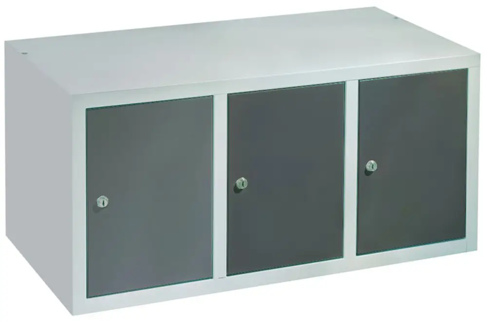 Top-Angebot Pavoy Spind Aufsatz 395 x 900 x 500 mm - 3 Abteile mit Zylinderschloss - RAL 7035 7016