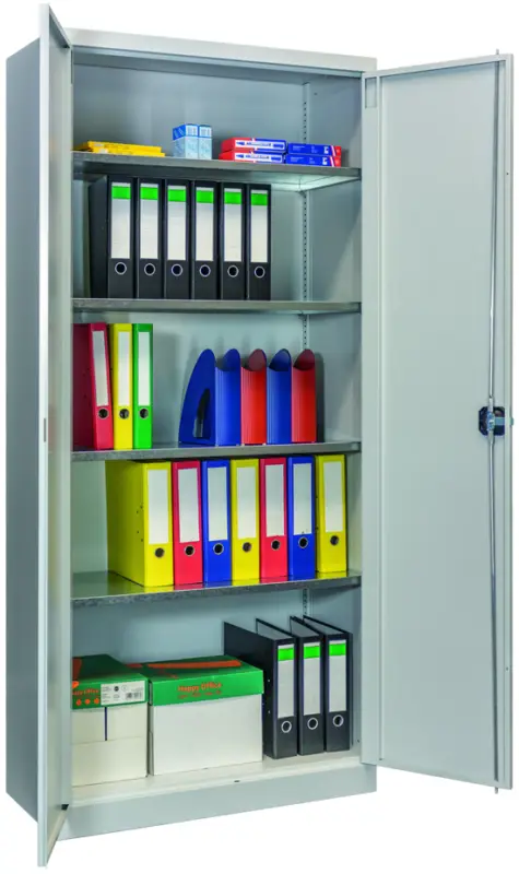 Pavoy Flügeltürenschrank Easy mit Sockel 1950 x 890 x 545 mm - 4 Fachböden - RAL 7035 Günstig