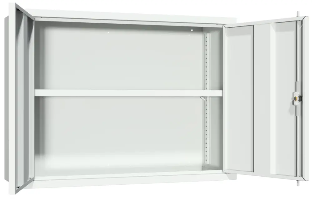 Pavoy Hängeschrank mit Vollblechtüren 600 x 800 x 300 mm - Rückwand glatt - RAL 7035 Beliebt