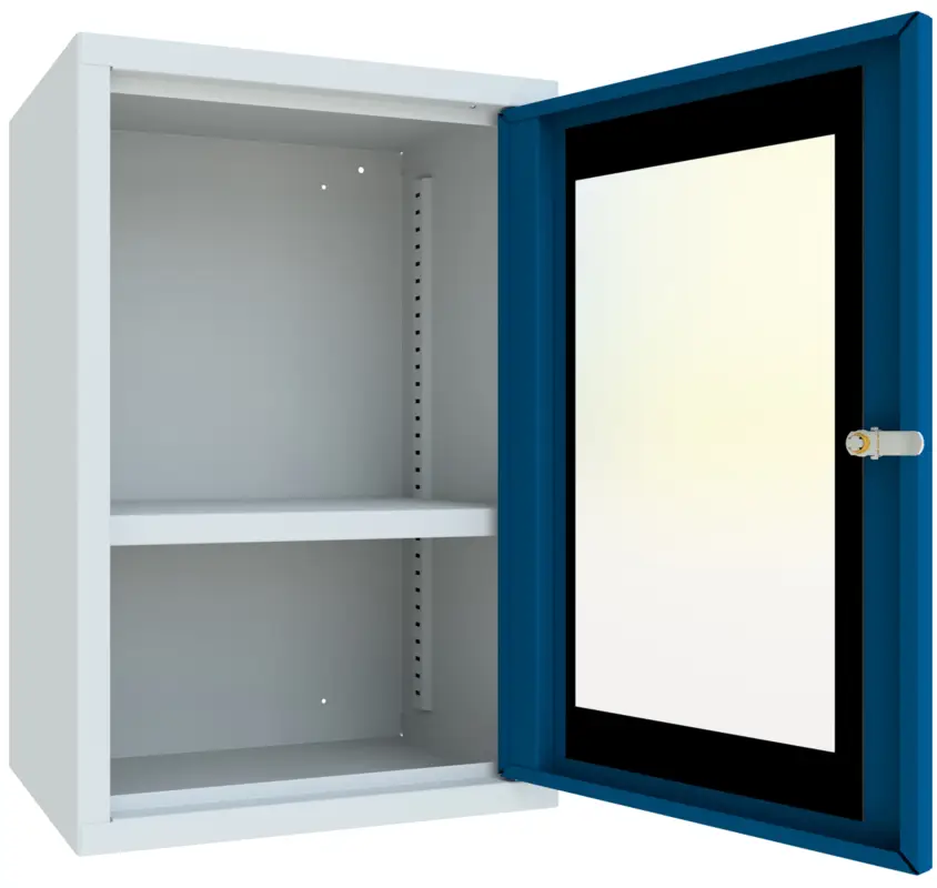 Solange Der Vorrat Reicht Pavoy Hängeschrank mit Sichtfenstertüren 600 x 400 x 300 mm - Rückwand glatt - RAL 7035 5010