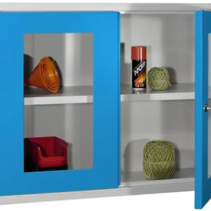 Neuheit Pavoy Hängeschrank mit Sichtfenstertüren 600 x 800 x 300 mm - Rückwand glatt - RAL 7035 5012
