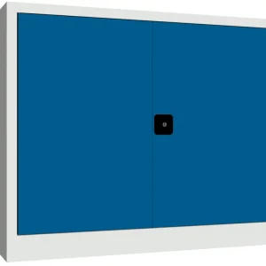 Preisreduziert Pavoy Flügeltürenschrank mit Vollblechtüren 1000 x 1200 x 500 mm - 2 Fachböden verzinkt - RAL 7035 5010