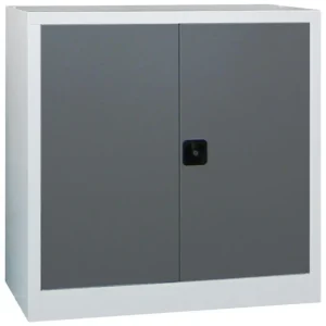 Preiswert Pavoy Flügeltürenschrank mit Vollblechtüren 1000 x 1200 x 600 mm - 2 Fachböden pulverbeschichtet - RAL 7035 7016