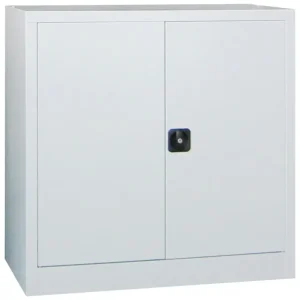Expressversand Pavoy Flügeltürenschrank mit Vollblechtüren 1000 x 1500 x 600 mm - 2 Fachböden pulverbeschichtet - RAL 7035