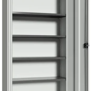 Ausverkauf Pavoy Flügeltürenschrank mit Vollblechtüren 1950 x 1000 x 400 mm - 4 Fachböden verzinkt - RAL 7035
