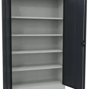 Günstig Pavoy Flügeltürenschrank mit Vollblechtüren 1950 x 1200 x 400 mm - 4 Fachböden verzinkt - RAL 7035 7016