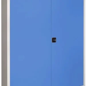 Expressversand Pavoy Flügeltürenschrank mit Vollblechtüren 1950 x 1500 x 500 mm - 4 Fachböden verzinkt - RAL 7035 5012