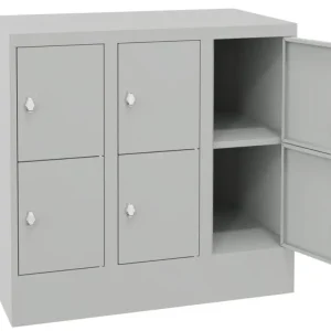 Mega-Angebot Pavoy Schließfachschrank mit Sockel und Vollblechtüren 855 x 900 x 500 mm - 2 x 3 Fächer mit Drehriegel - RAL 7035