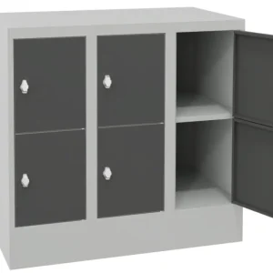 Rabatt Pavoy Schließfachschrank mit Sockel und Vollblechtüren 855 x 900 x 500 mm - 2 x 3 Fächer mit Drehriegel - RAL 7035 7016