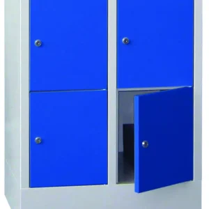 Garantierte Lieferung Pavoy Schließfachschrank mit Sockel und Vollblechtüren 855 x 600 x 500 mm - 2 x 2 Fächer mit Zylinderschloss - RAL 7035 5010
