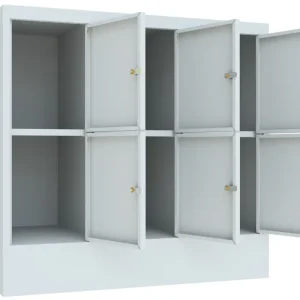 Preis Gesenkt Pavoy Schließfachschrank mit Sockel und Vollblechtüren 855 x 900 x 500 mm - 2 x 3 Fächer mit Zylinderschloss - RAL 7035